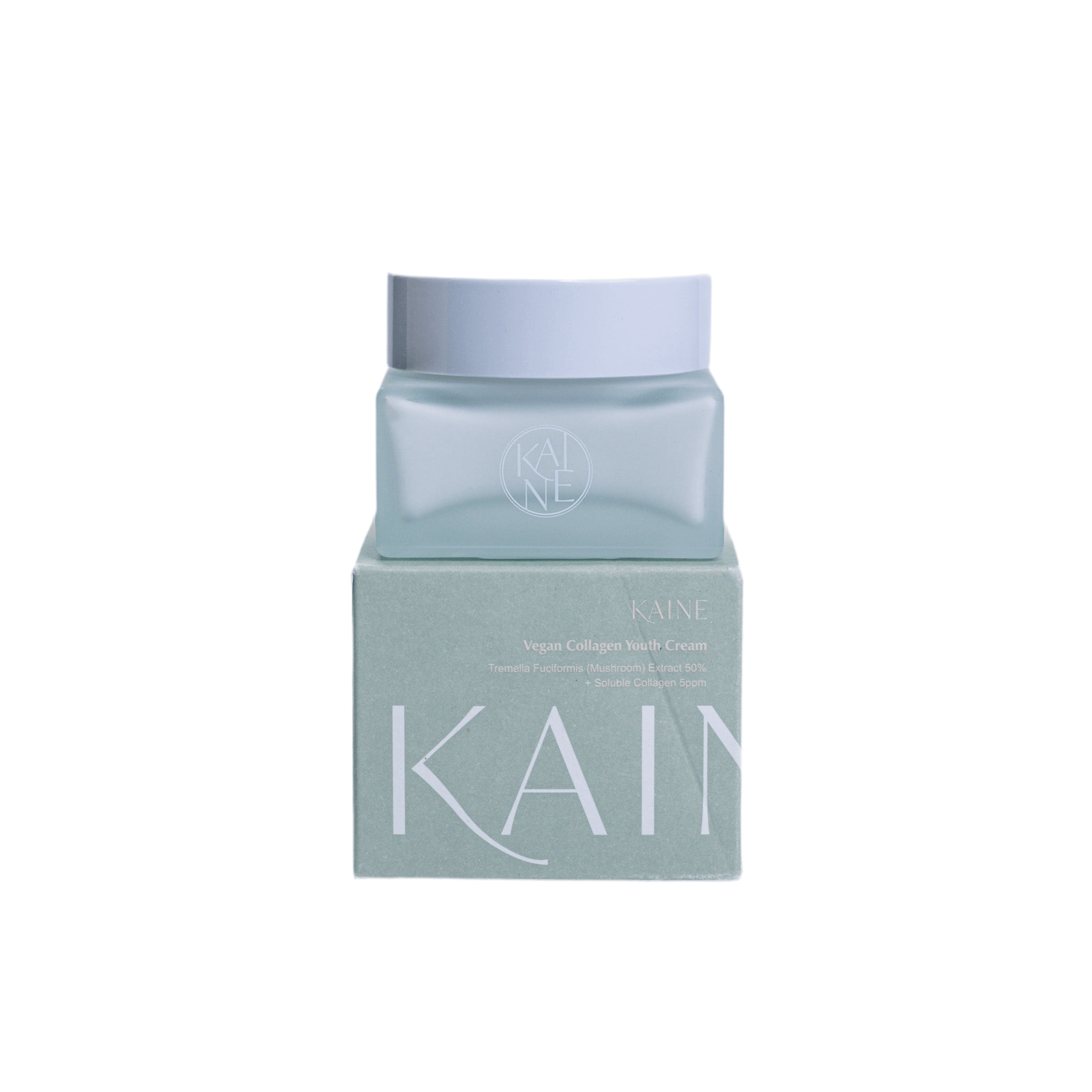 KAINE Vegan Collagen Youth Cream in a sleek container for anti-aging and moisturizing skin benefits.