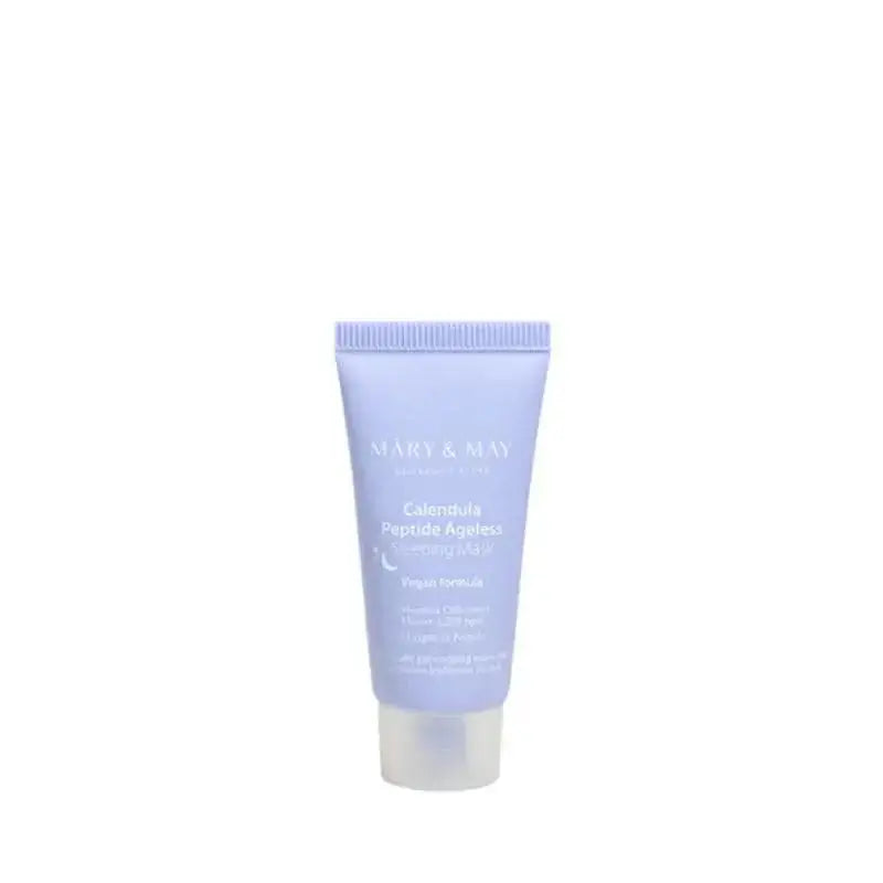 MARY & MAY Calendula Peptide Ageless Sleeping Mask 30g tube for overnight skin hydration and nourishment.